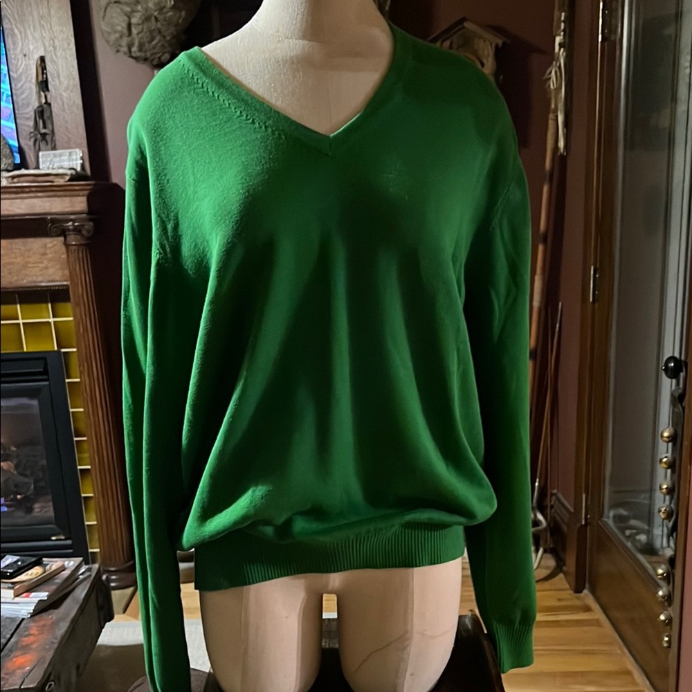 Green V-Neck Sweater